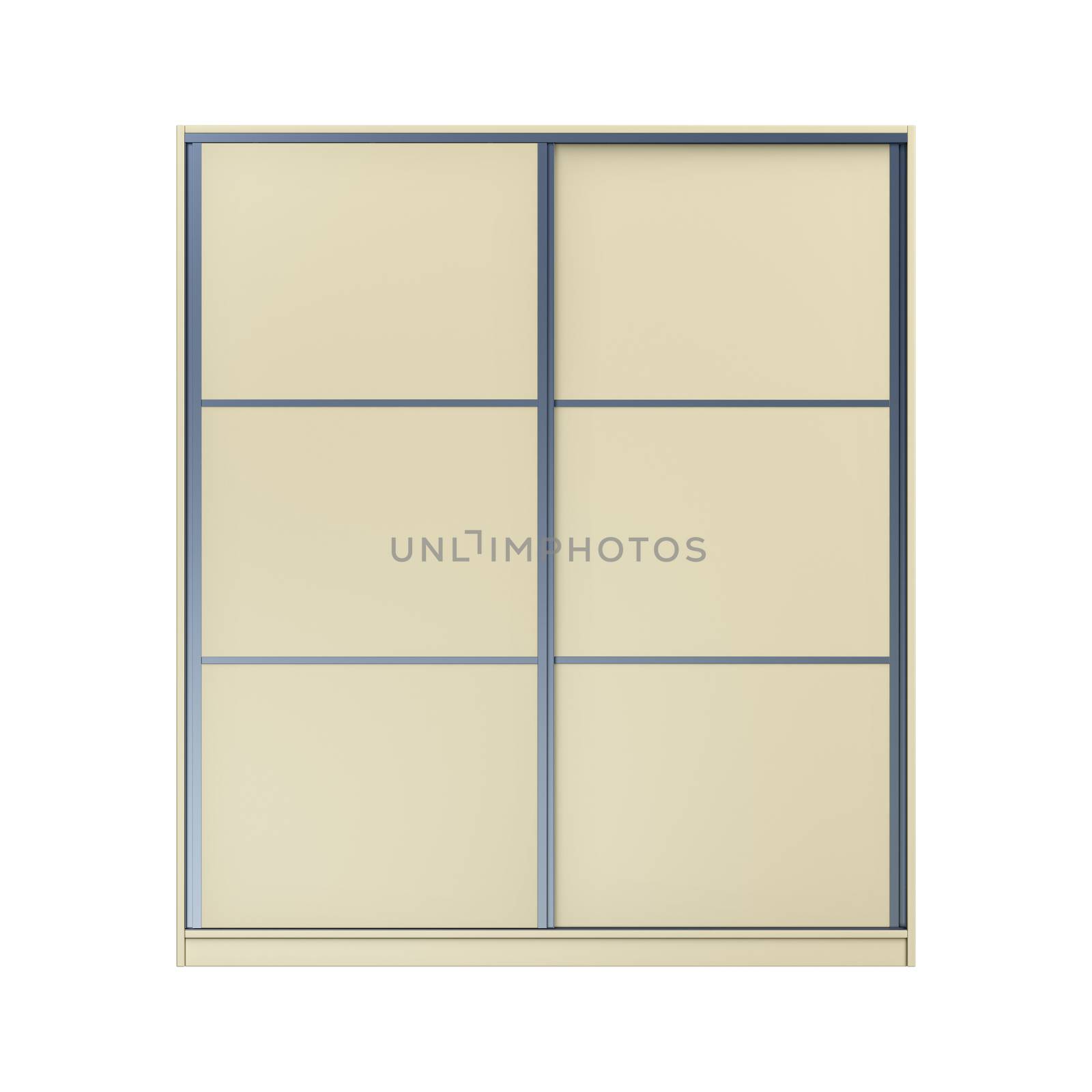 Wardrobe with sliding doors isolated on white background, front view