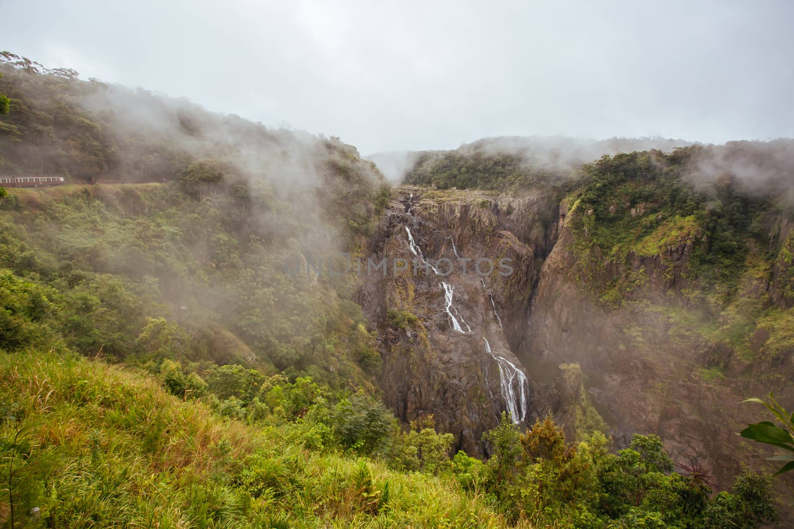 The famous Barron Falls seen from the Kurunda Railway in Queensland, Australia