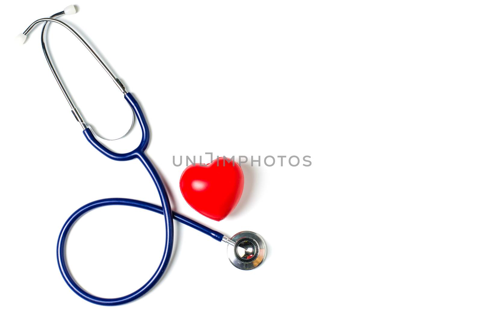 Medical Headphones , stethoscope with red heart on white background
