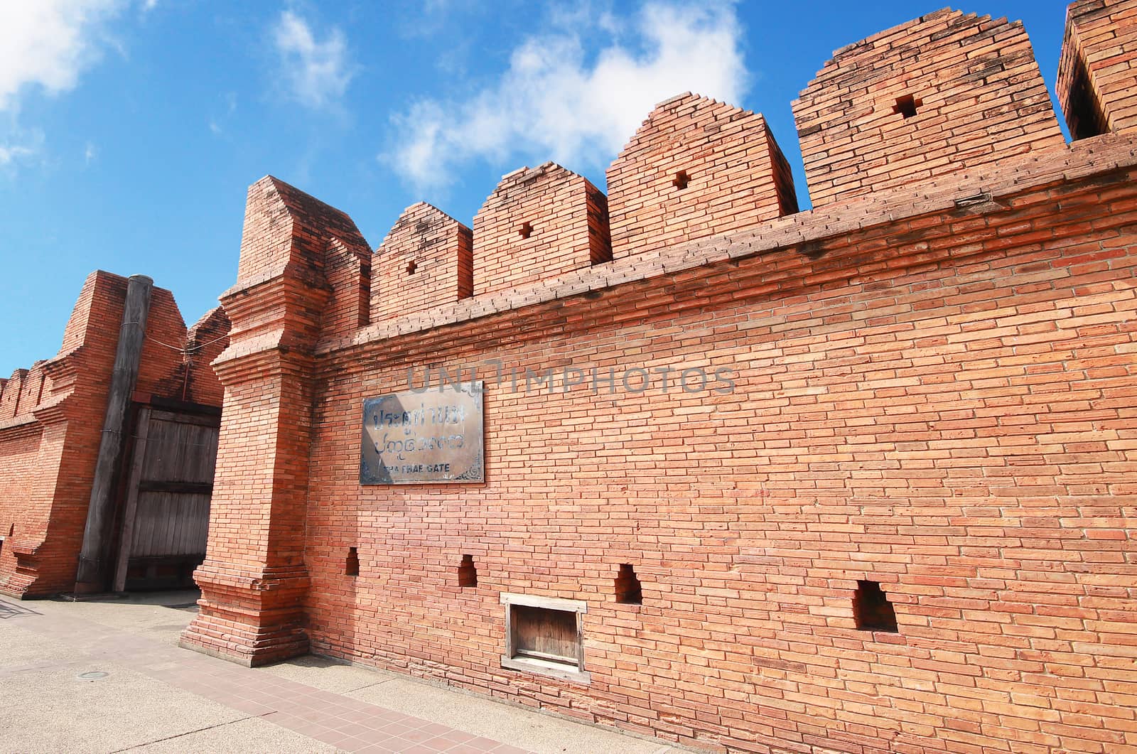 Tha Phae Gate at Chiang mai , Thailand. most popular travel destination and attraction for tourist when visit Chiang mai , Thailand. fortress defending the city during the past war