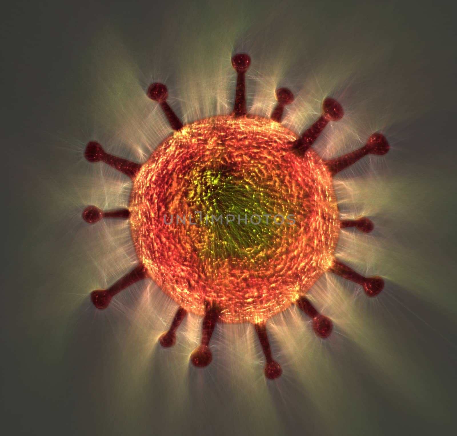 3D-Illustration of some corona virus with kirlian aura and sketc by MP_foto71