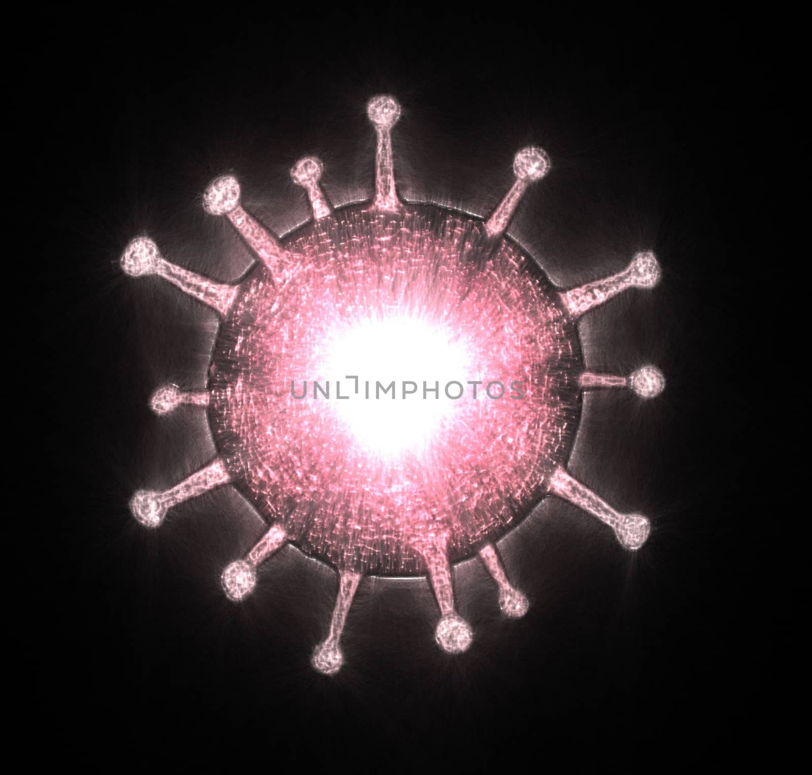 3D-Illustration of some corona virus with kirlian aura and sketch effects.