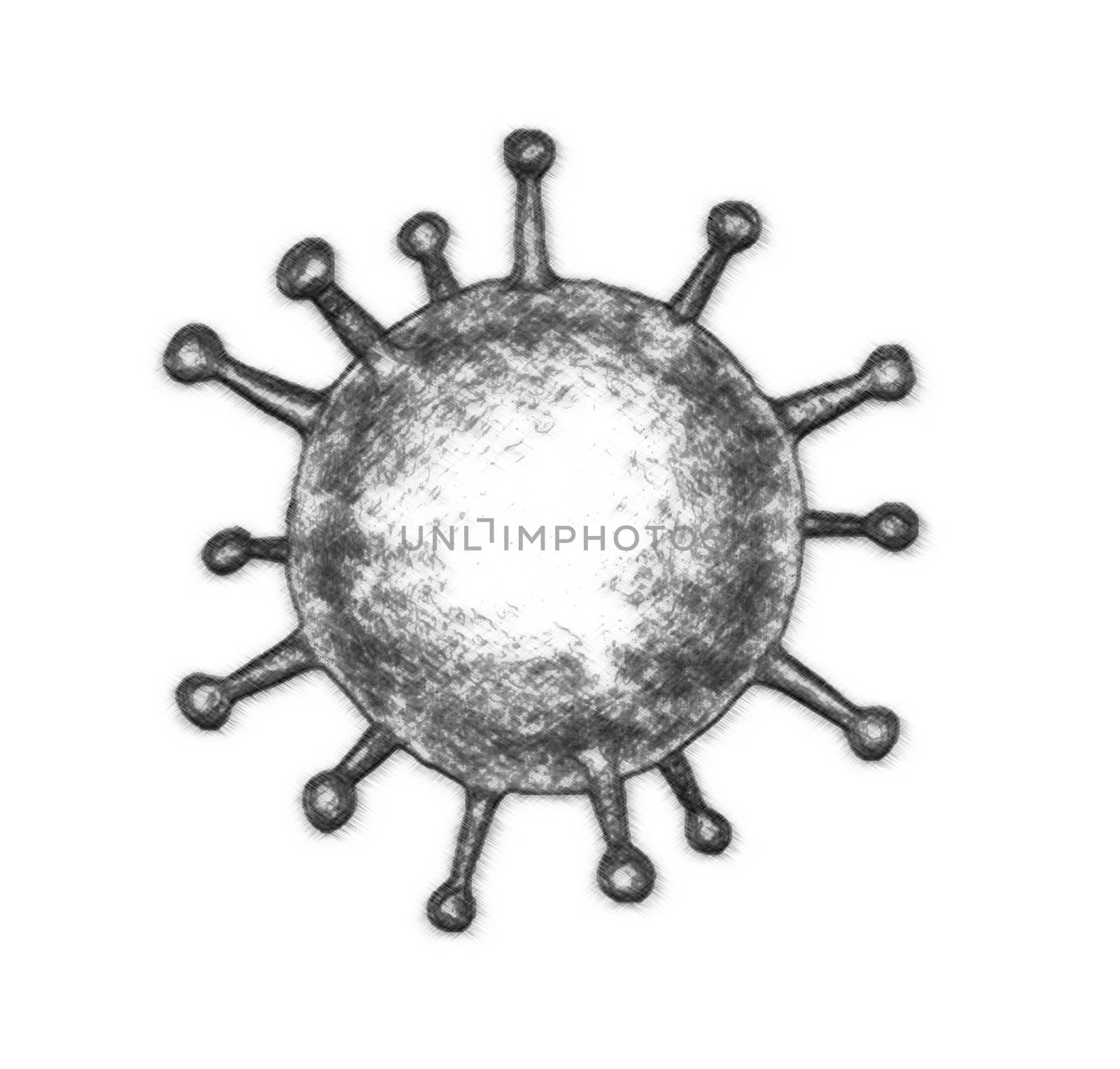 3D-Illustration of some corona virus with kirlian aura and sketch effects.