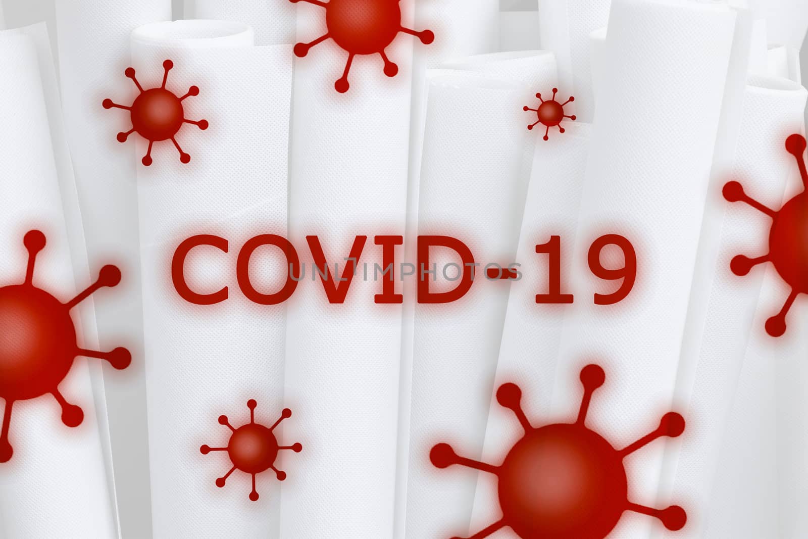 3D-Illustration of COVID-19 and coronavirus texts on a white background.