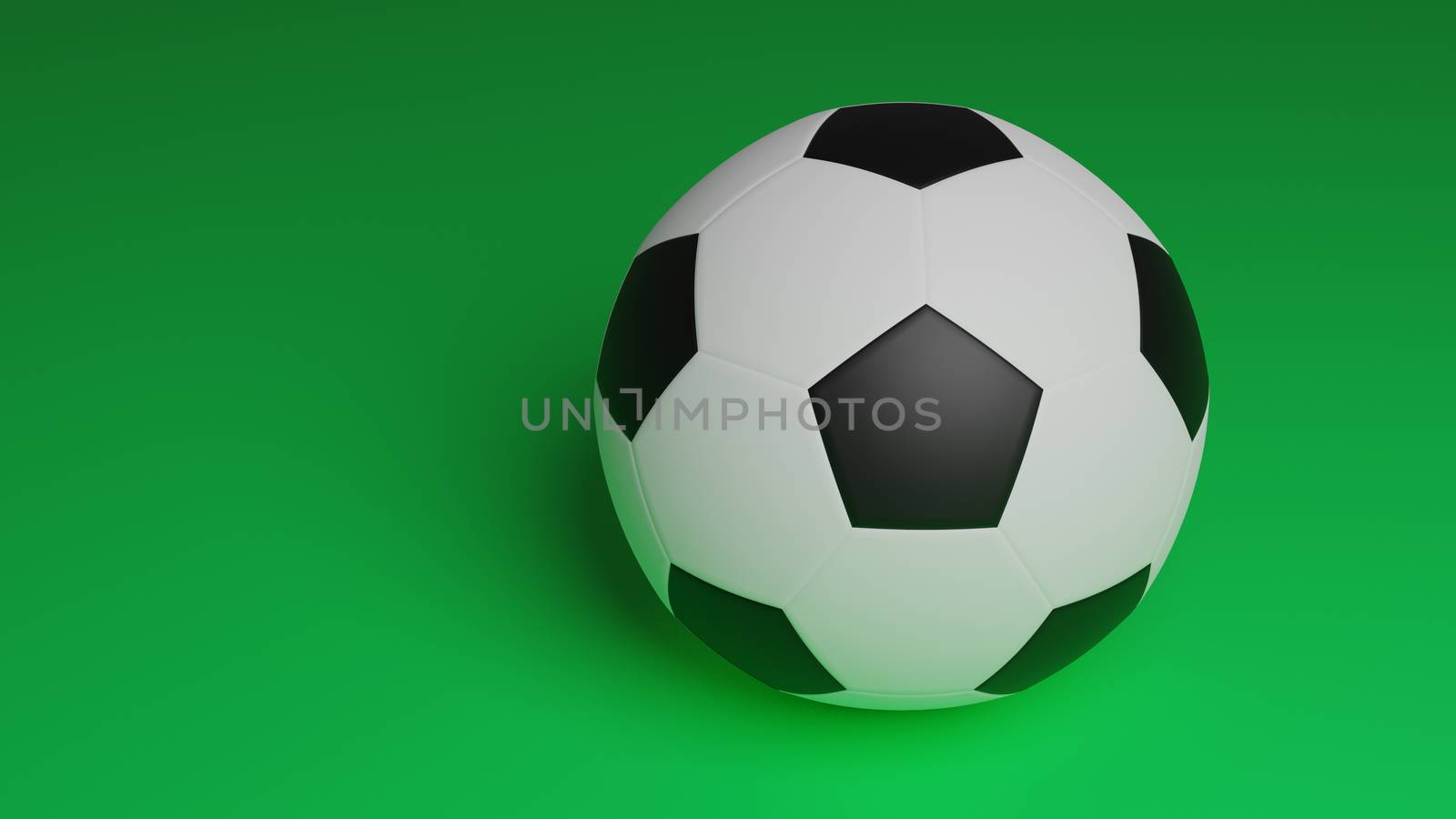 one football ball isolated on green background, close up soccer  by asiandelight