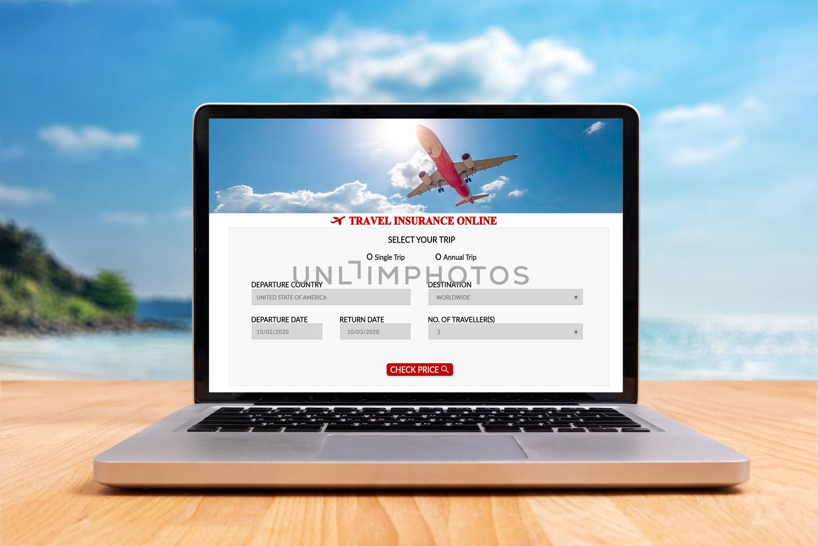 travel insurance online application website screen on laptop com by asiandelight
