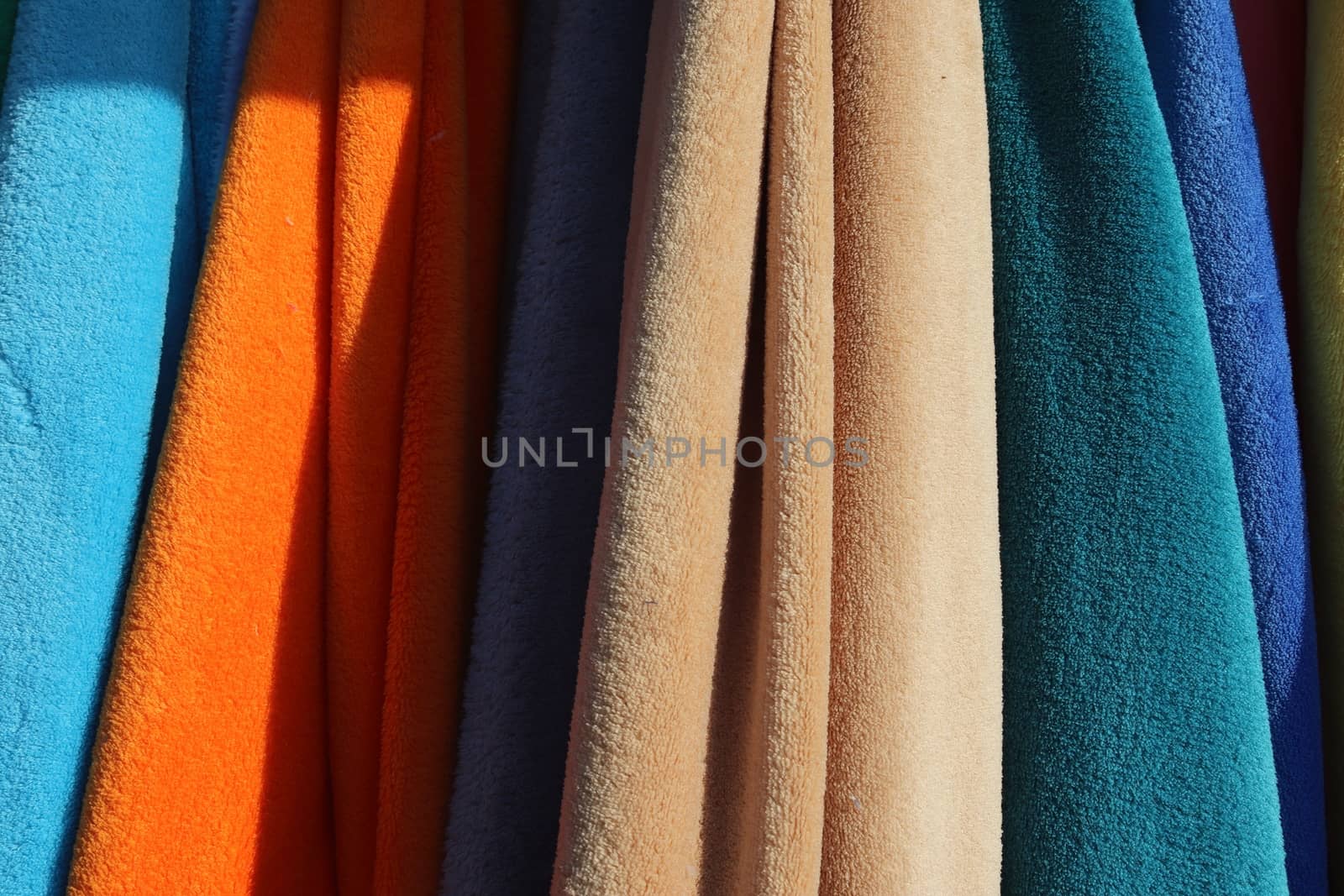 Detailed close up view on samples of cloth and fabrics in differ by MP_foto71