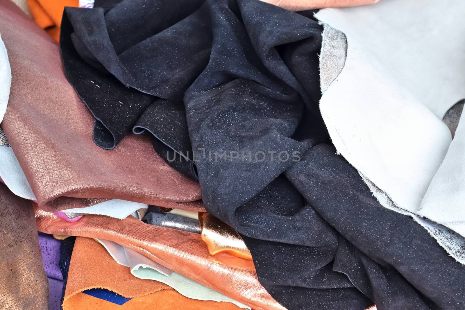 Detailed close up view on samples of cloth and fabrics in differ by MP_foto71