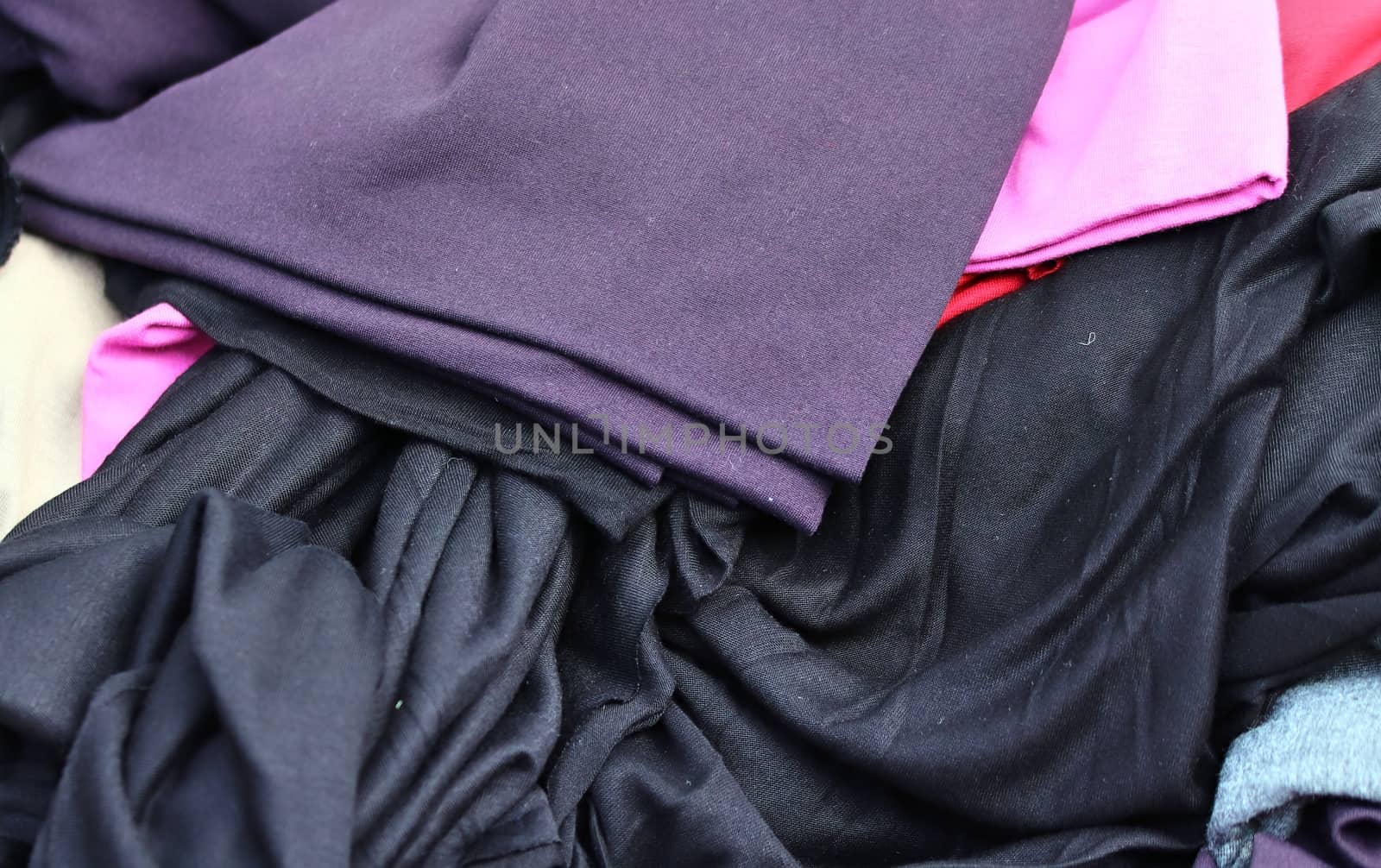 Detailed close up view on samples of cloth and fabrics in differ by MP_foto71