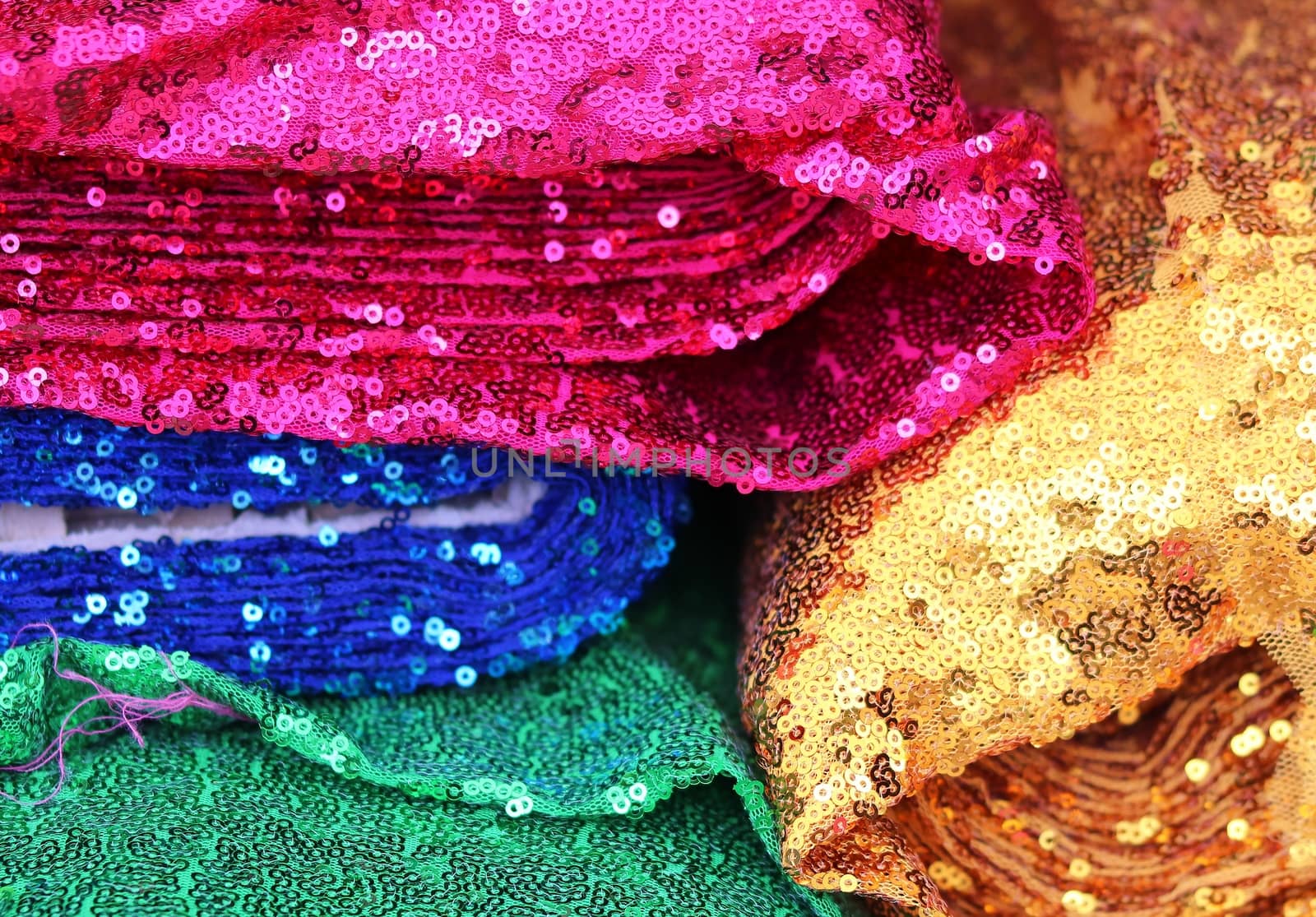 Detailed close up view on samples of cloth and fabrics in differ by MP_foto71