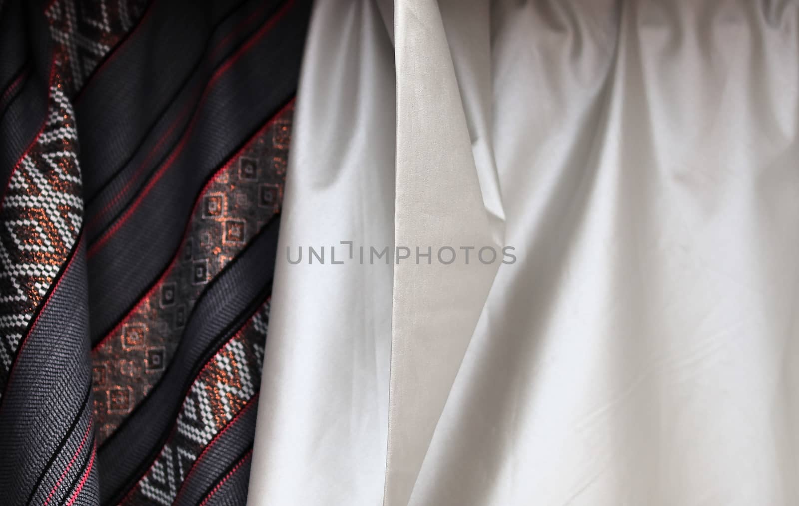 Detailed close up view on samples of cloth and fabrics in differ by MP_foto71