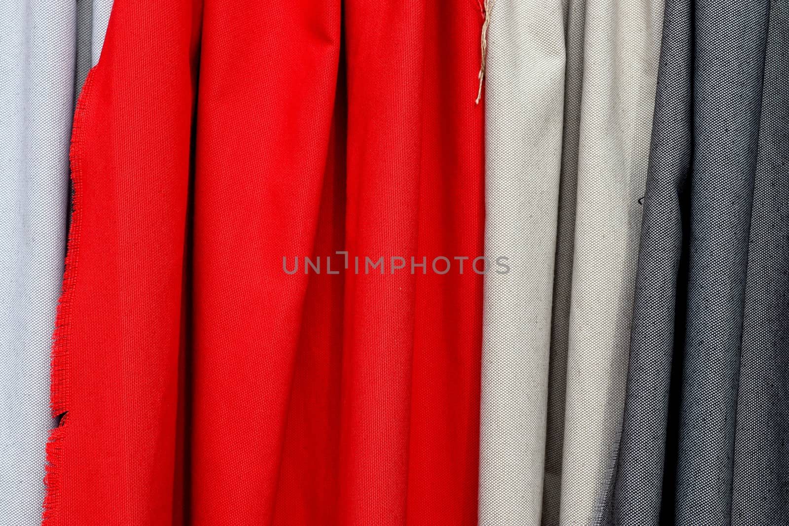 Detailed close up view on samples of cloth and fabrics in differ by MP_foto71