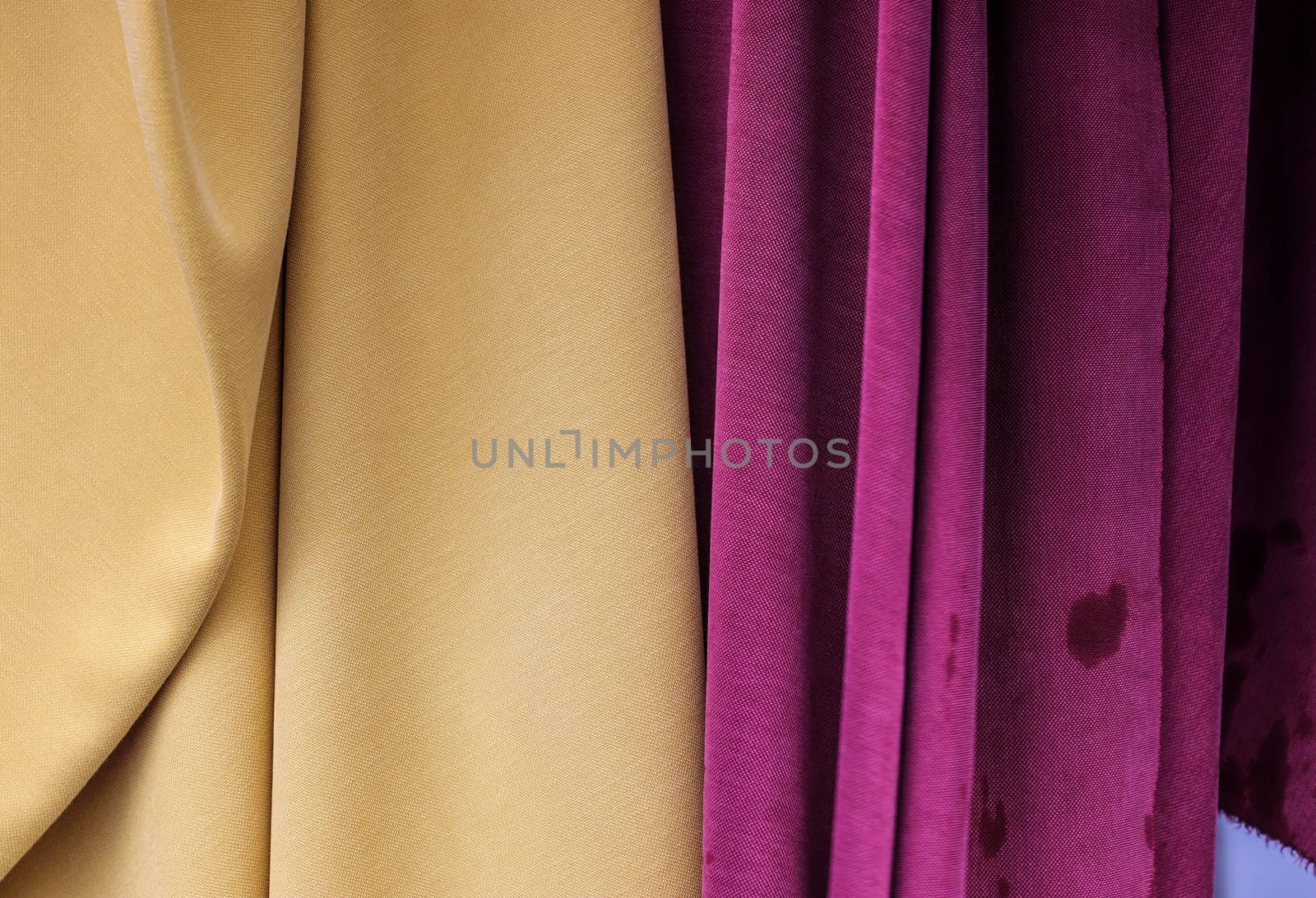 Detailed close up view on samples of cloth and fabrics in differ by MP_foto71