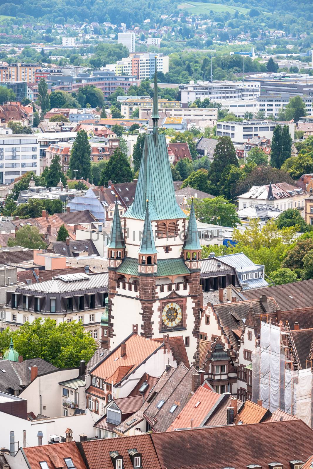 An image of an aerial view over Freiburg