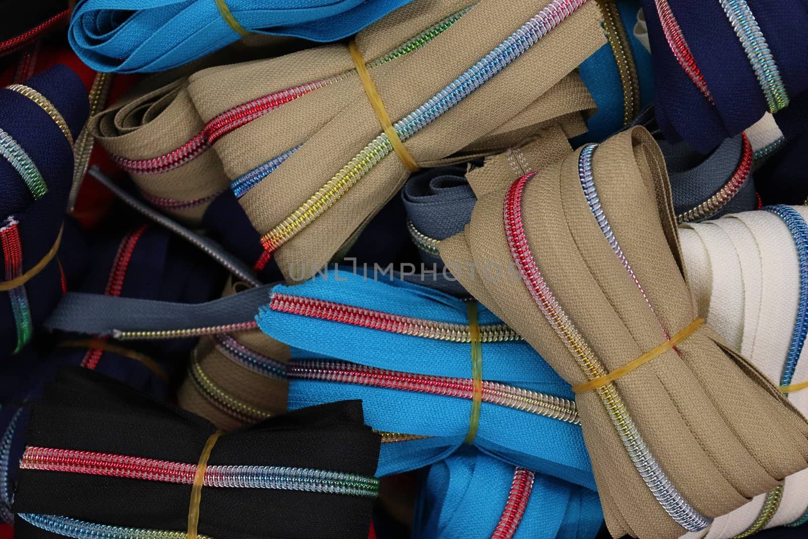 Detailed close up view on samples of cloth and fabrics in differ by MP_foto71