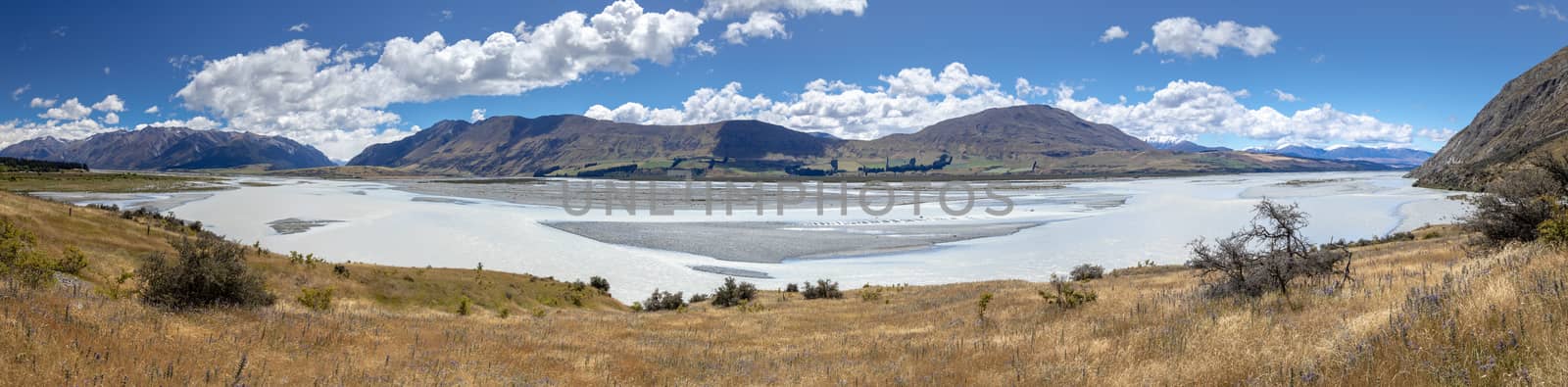 An image of the Rakaia River scenery in south New Zealand