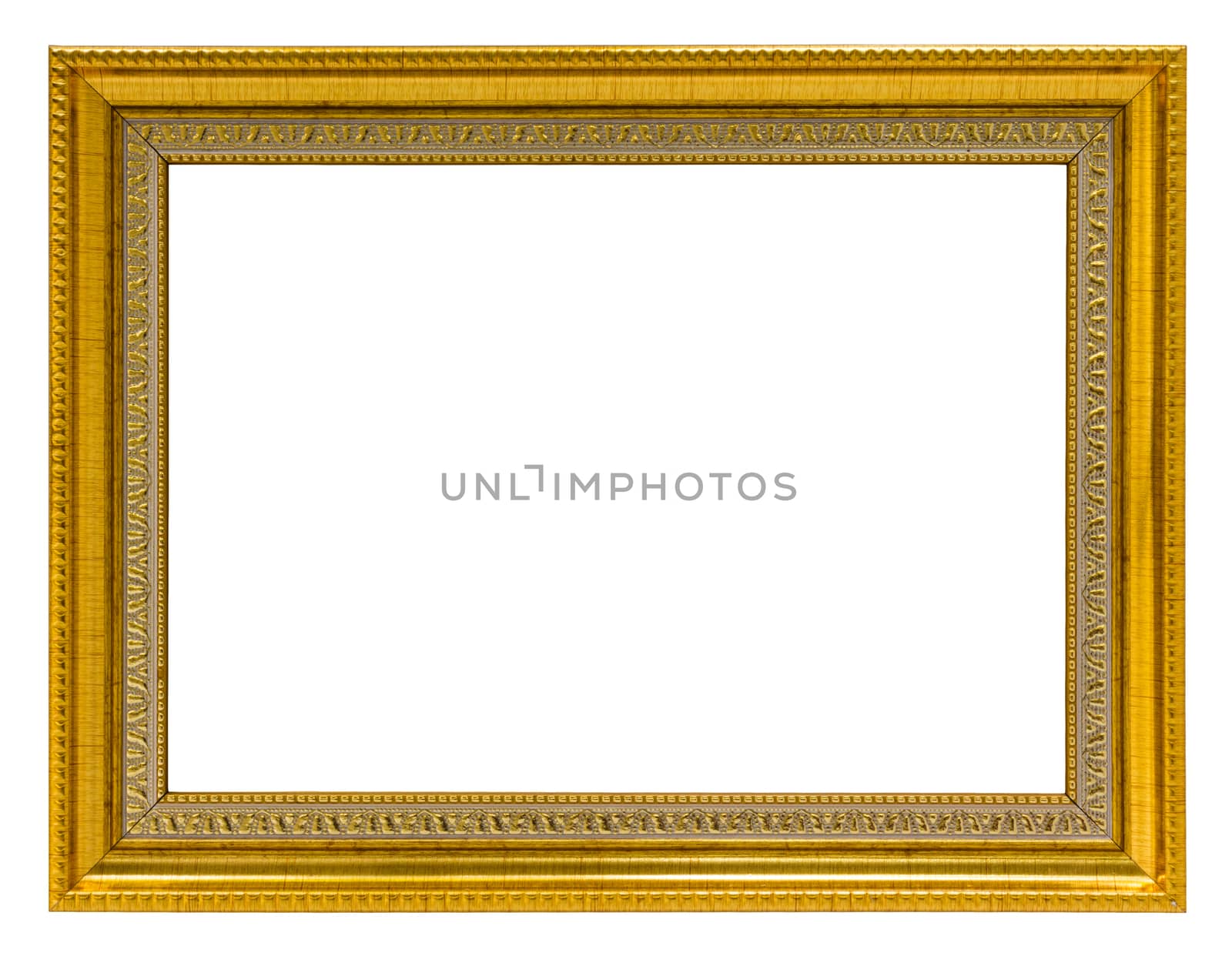Golden frame on white background, vintage and retro style