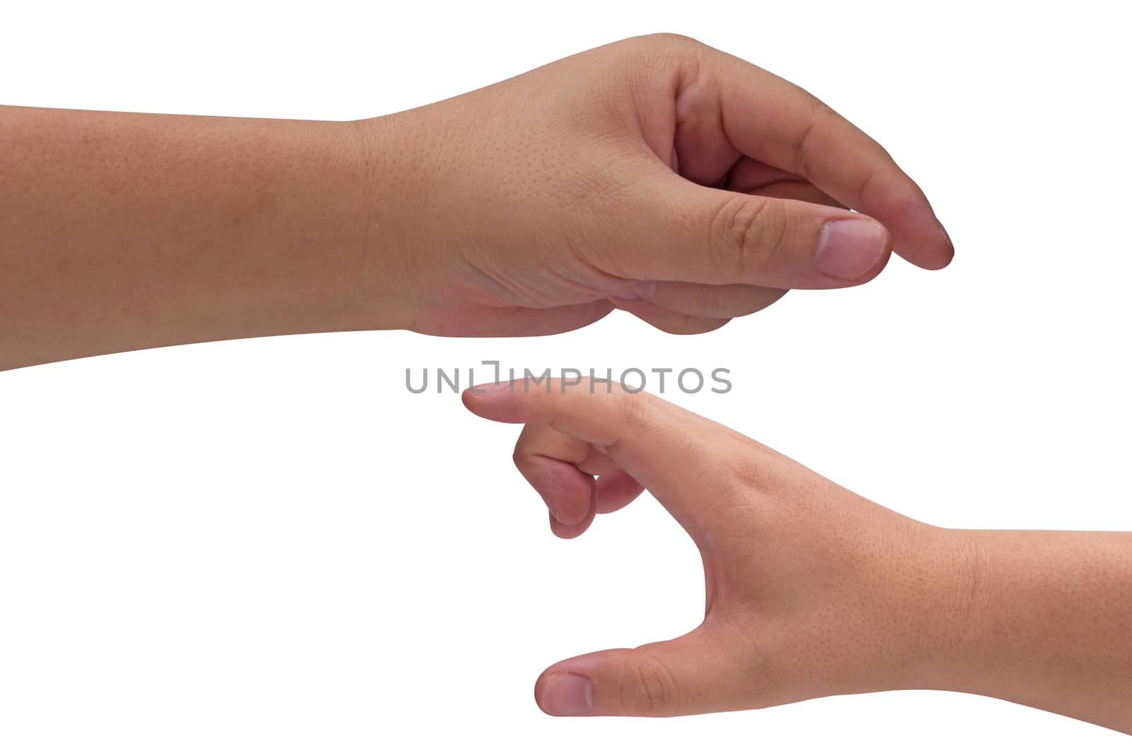 Isolate man hand on white background