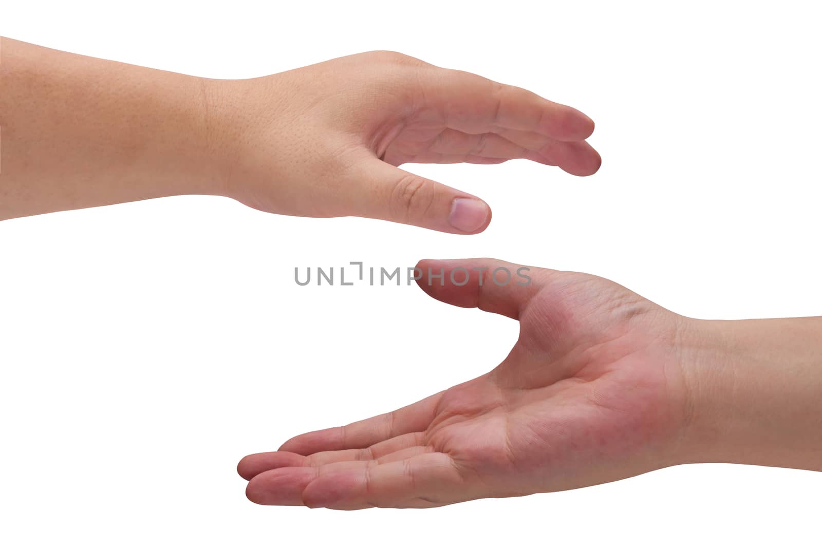 Isolate man hand on white background