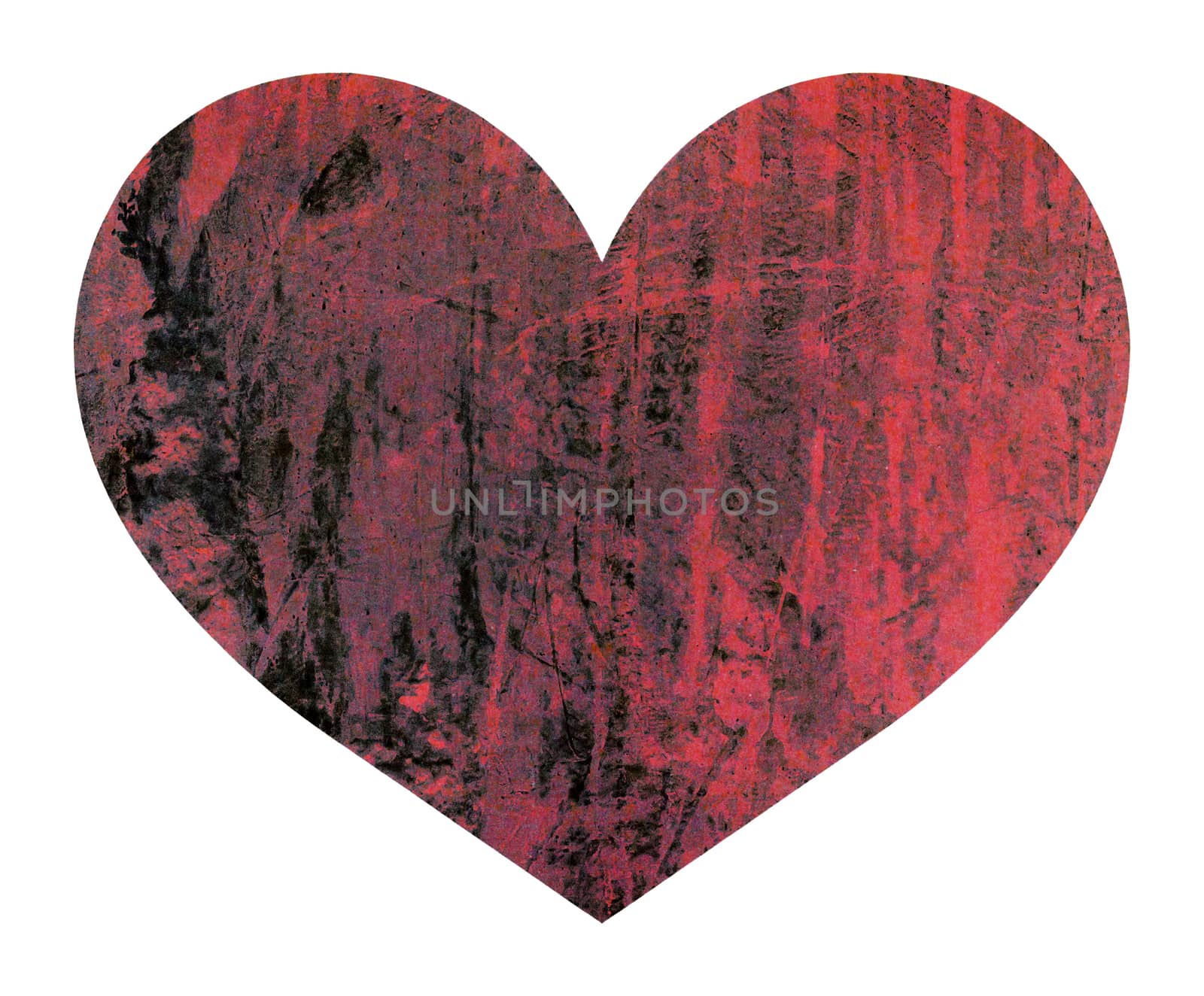 Isolate vintage red heart on white background, valentine day concept