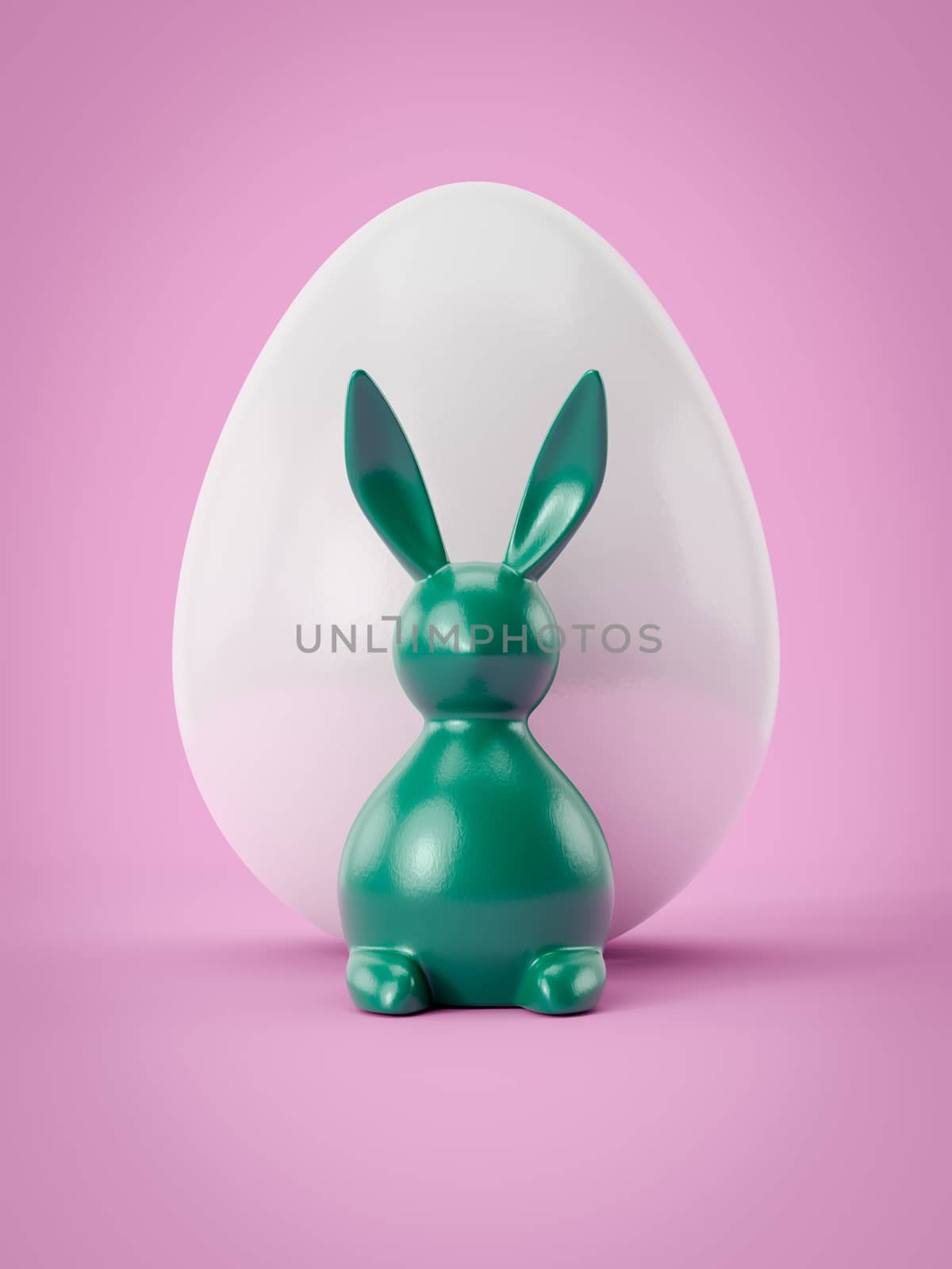 sweet Easter decoration bunny with egg 3D illustration