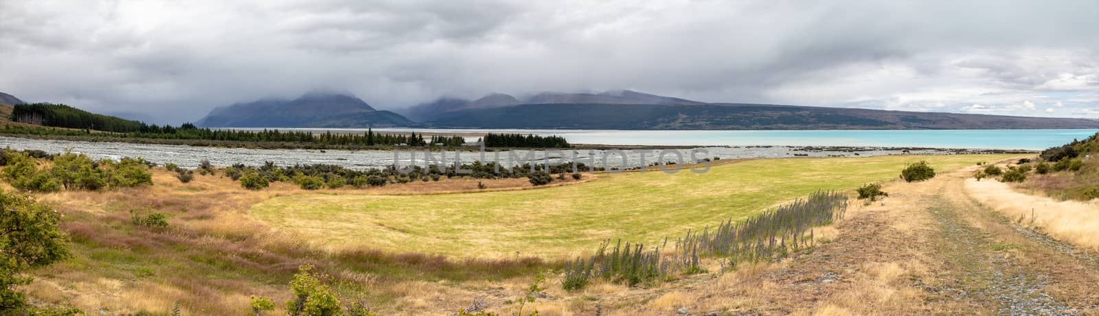 An image of a rainy day at Lake Pukaki New Zealand