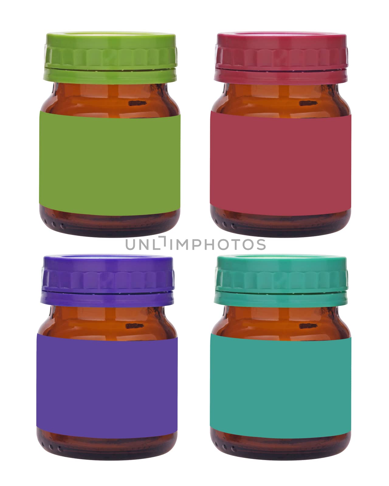 Isolate medicine bottle with blank label on white background