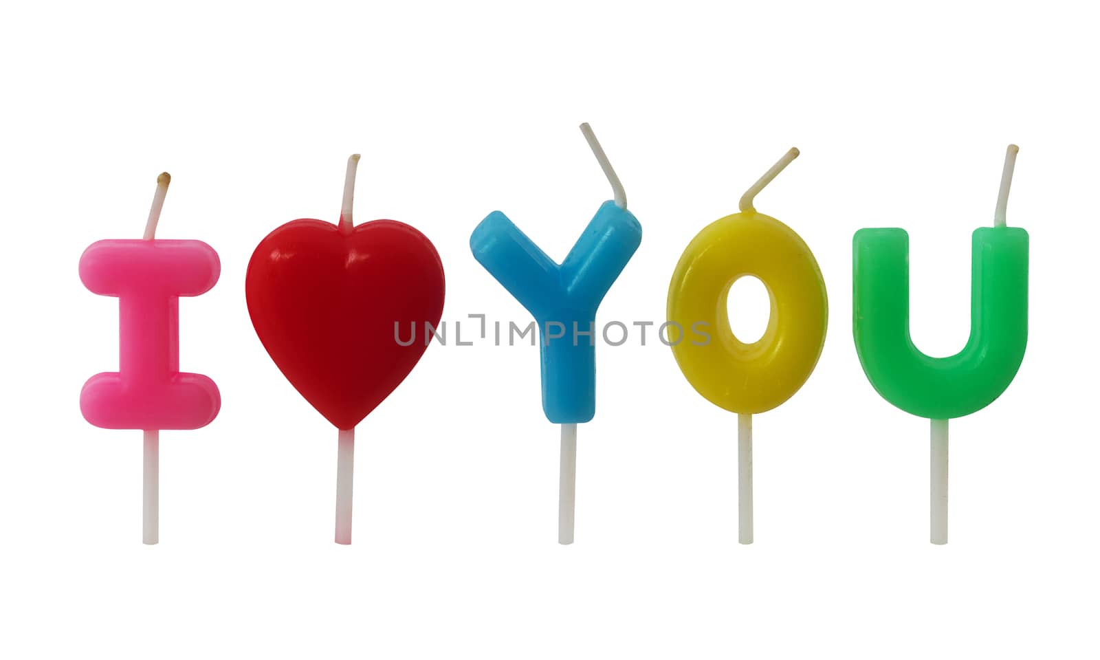 Isolate love candle on white background