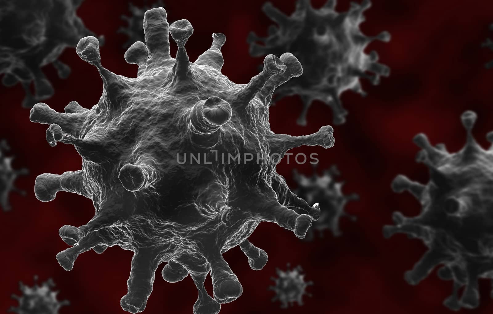 Coronavirus disease cells, 3D rendering. new 2019 Novel Coronavi by asiandelight
