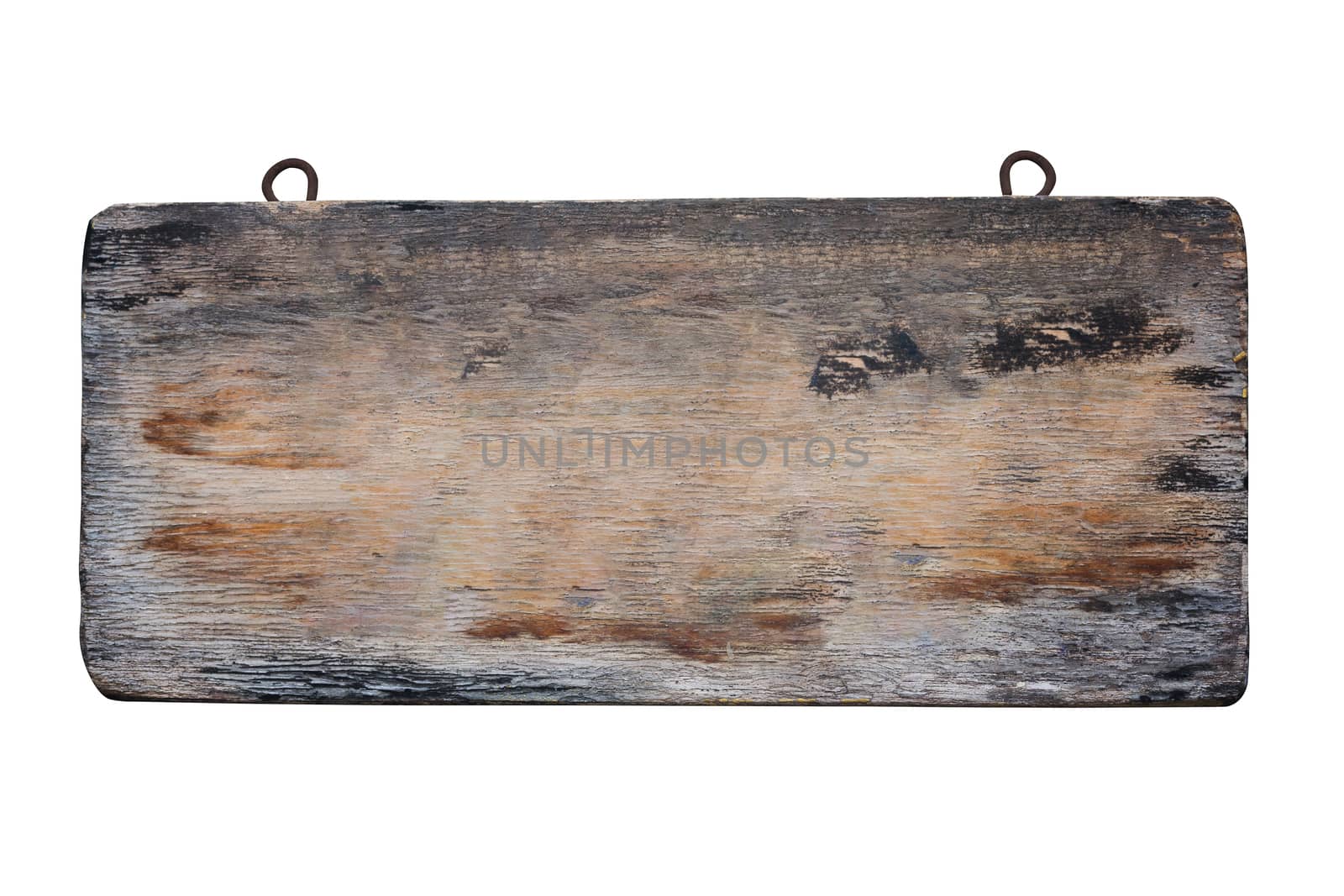 Isolate old wood sign on white background, vintage and retro
