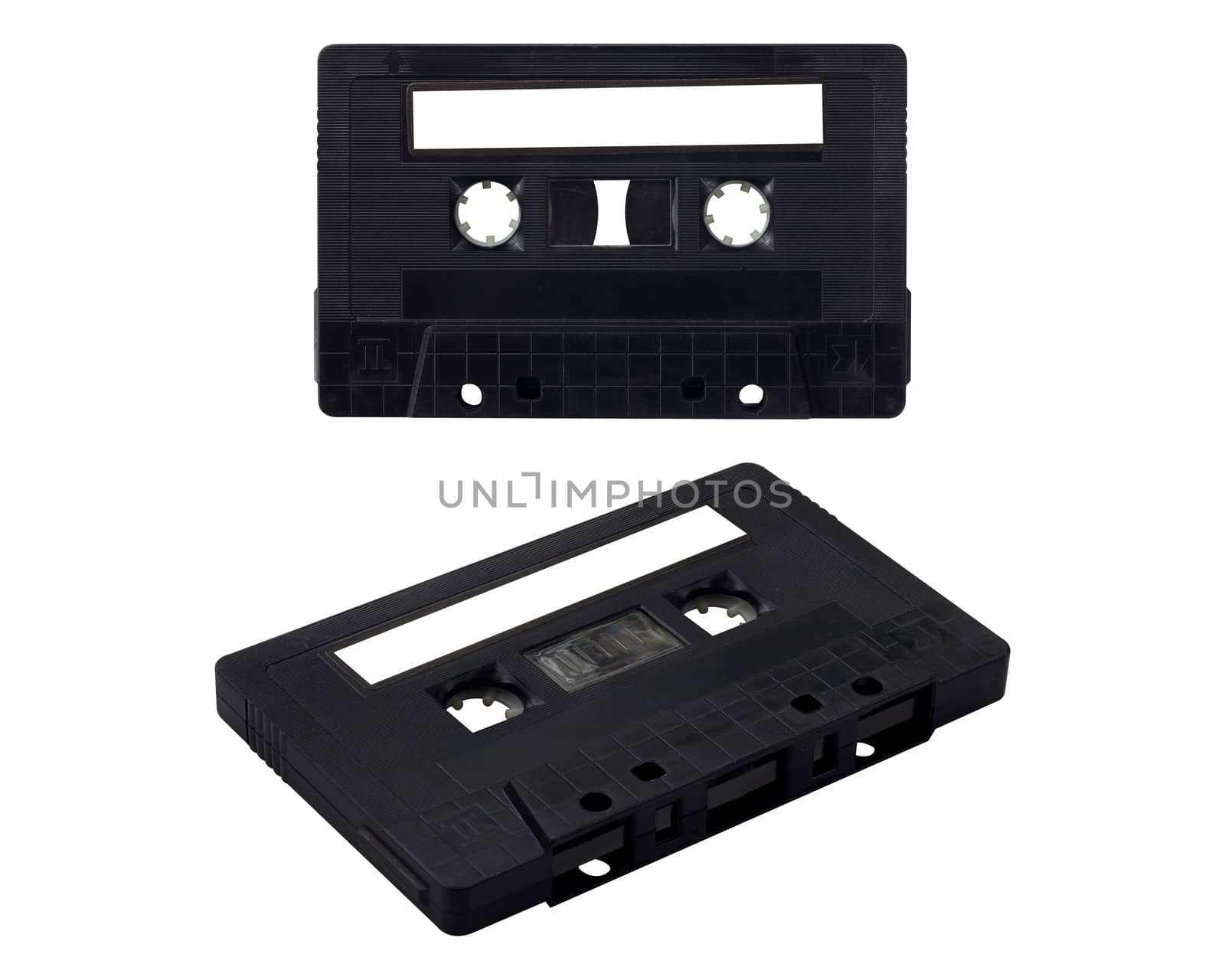 Isolate black cassette tape on white background