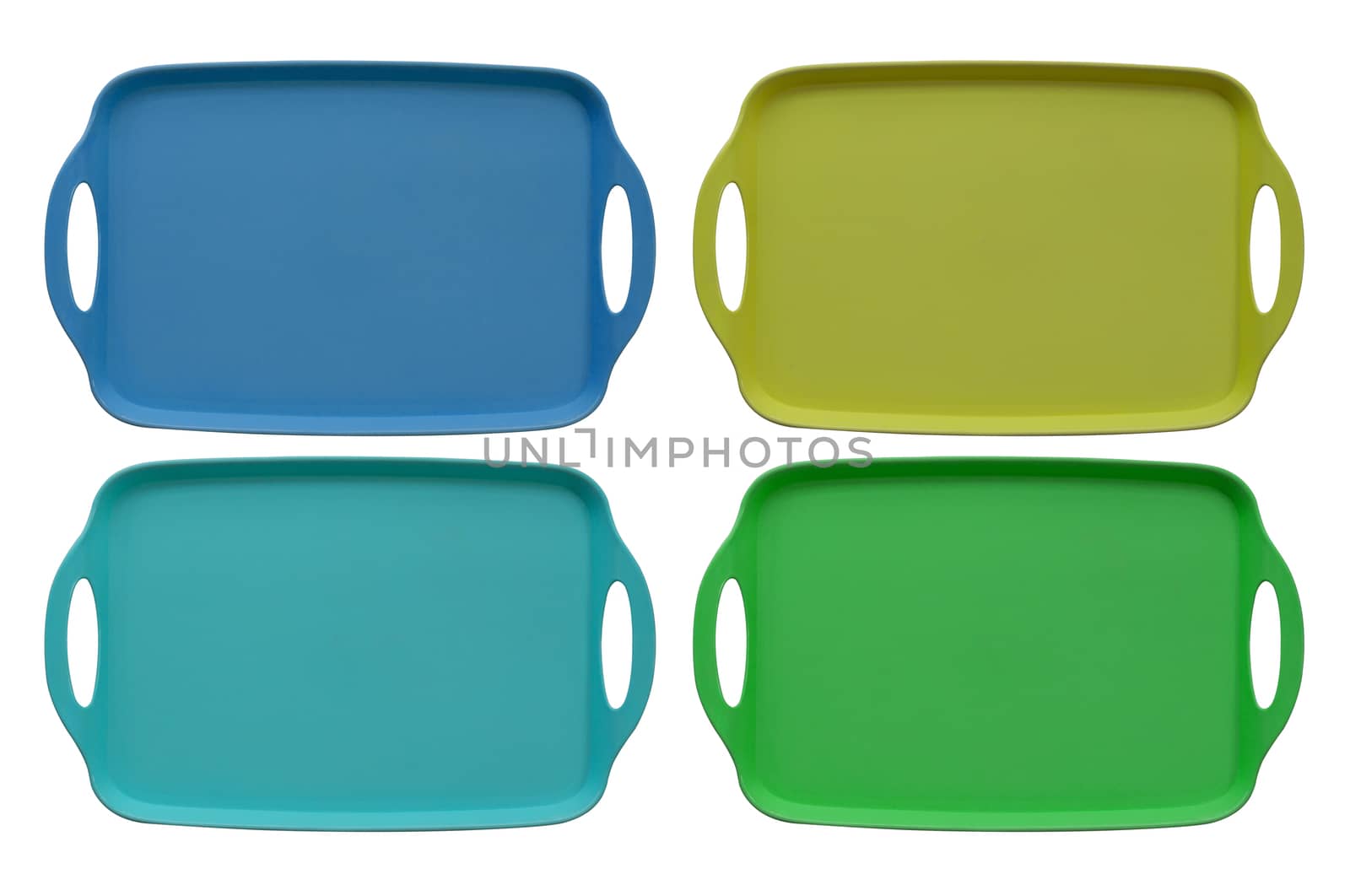 Isolate multi color food tray on white background