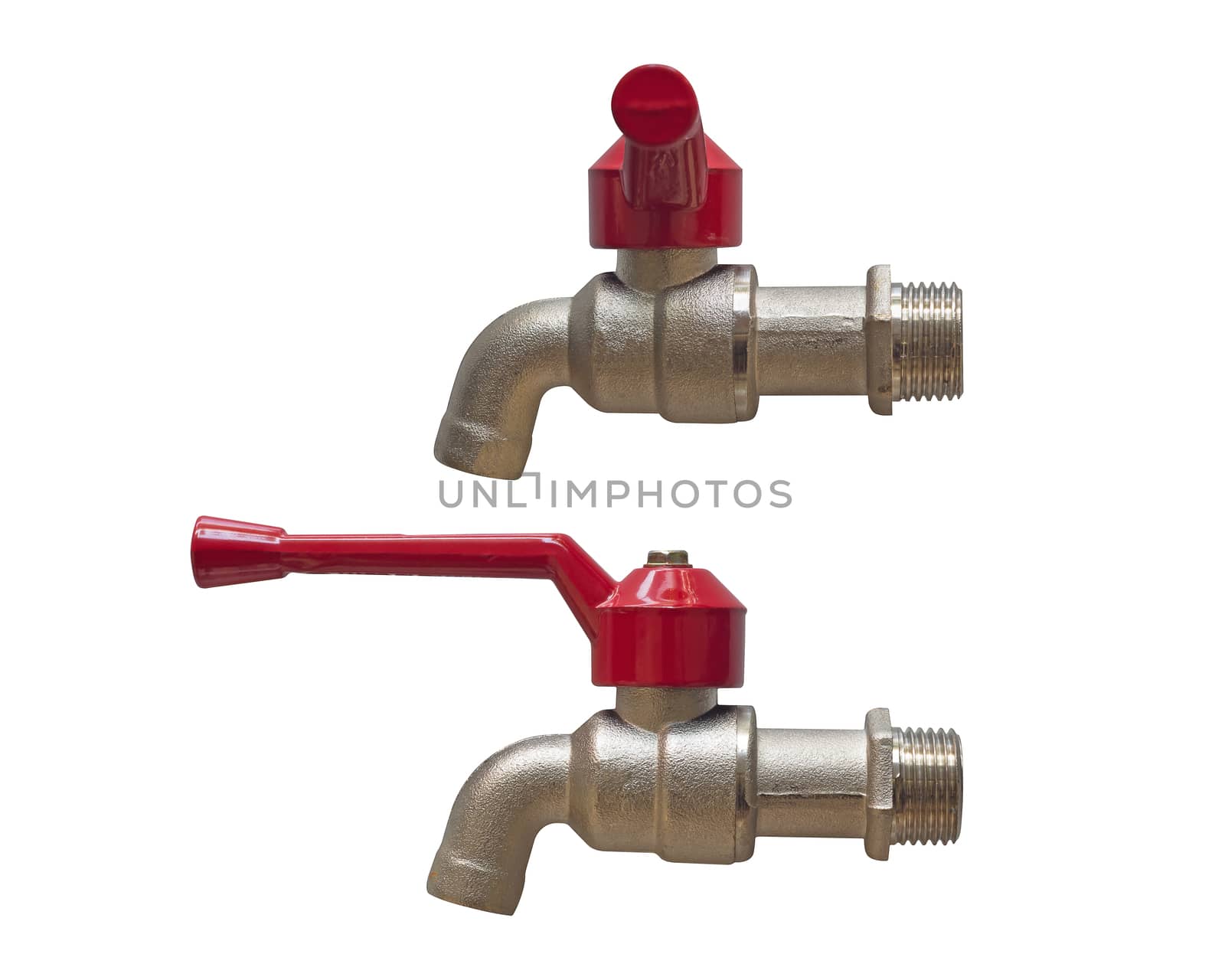 Isolate water tap, faucet on white background, pipe work concept 