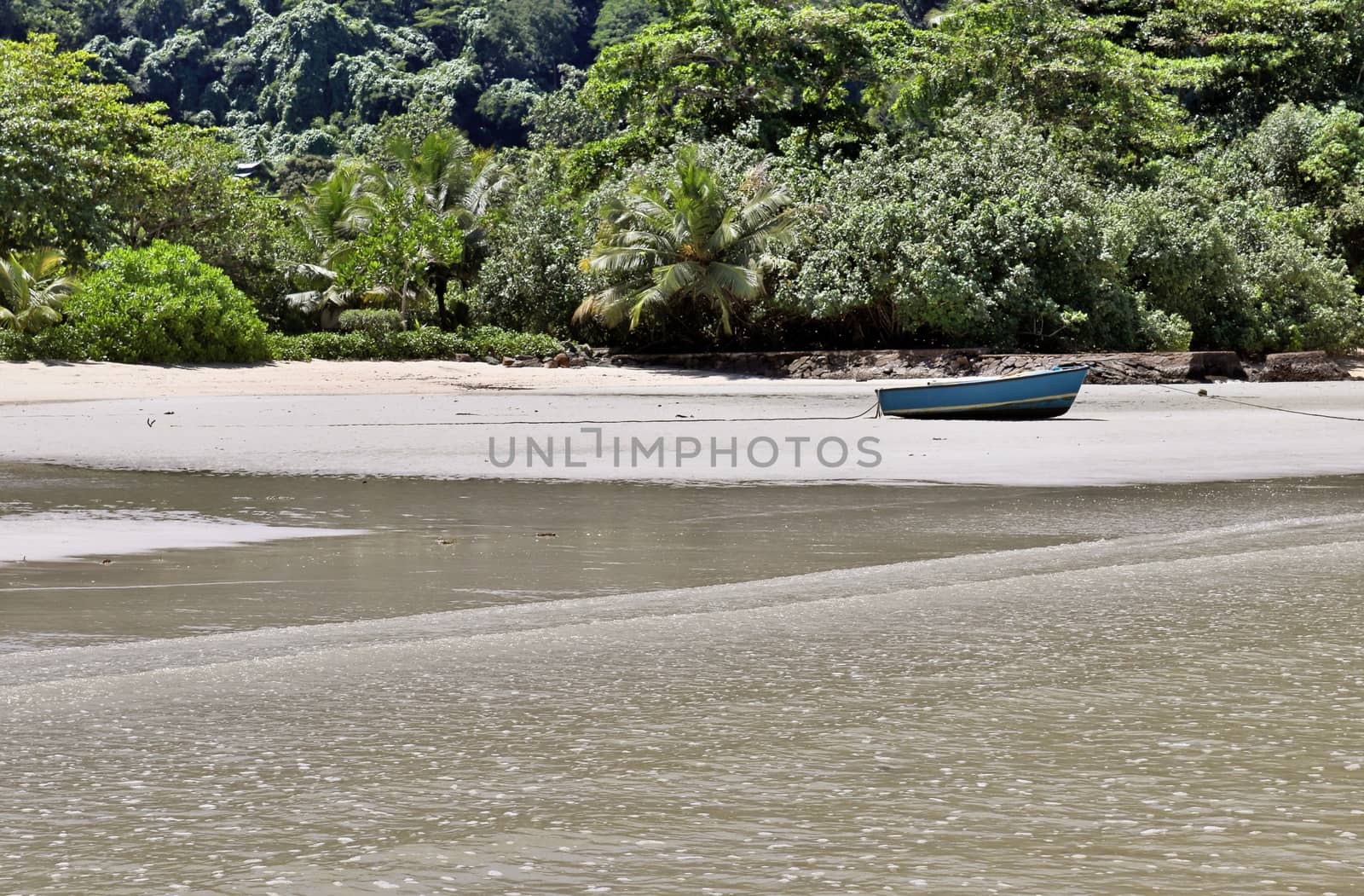 Sunny day beach view on the paradise islands Seychelles.