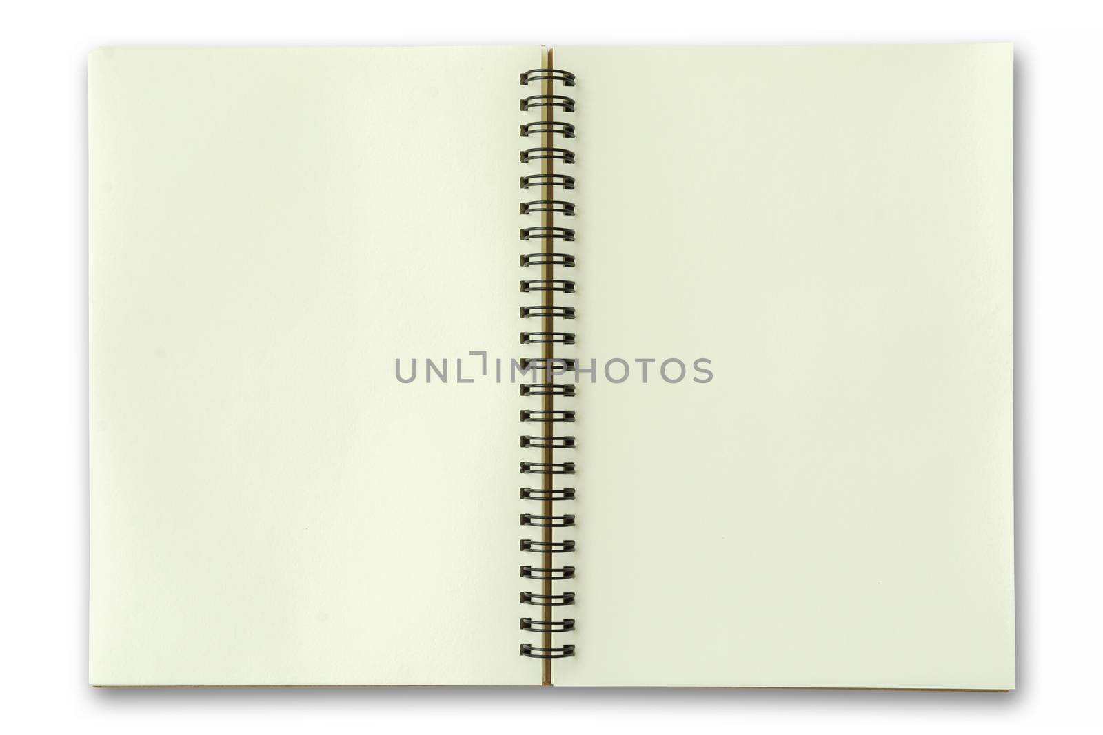 Notebook yellow open on white with shadow by Kumma