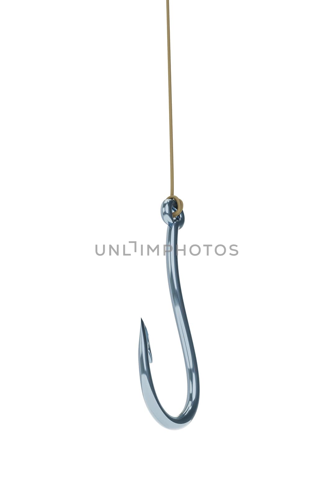 a fishing hook isolated on white background 3d illustration