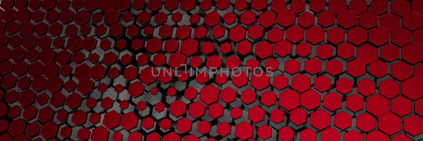 3d illustration of a dark red hexagon background