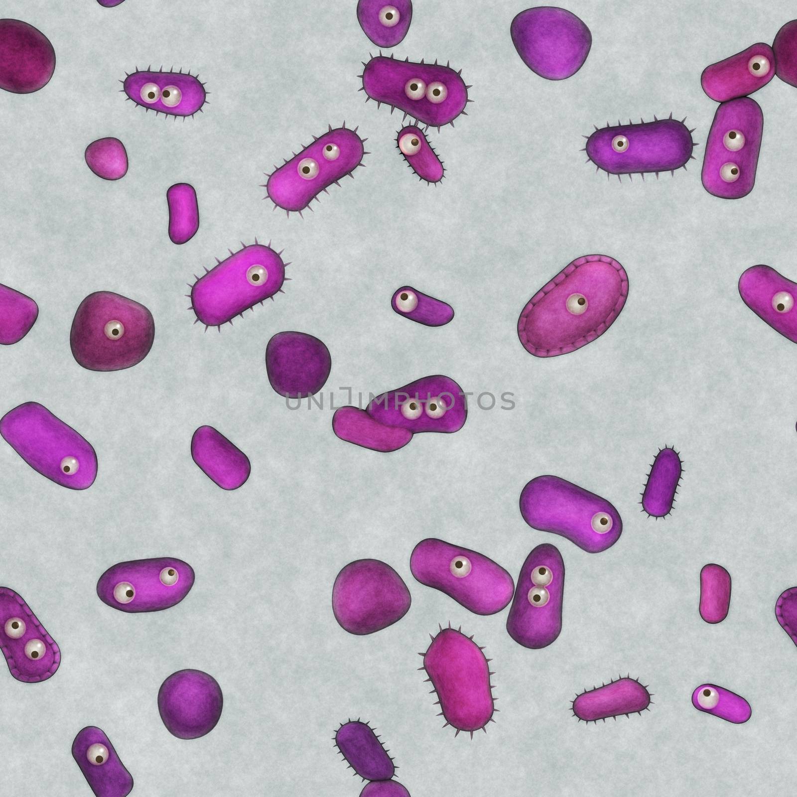 An illustration of a seamless pink microbes texture background