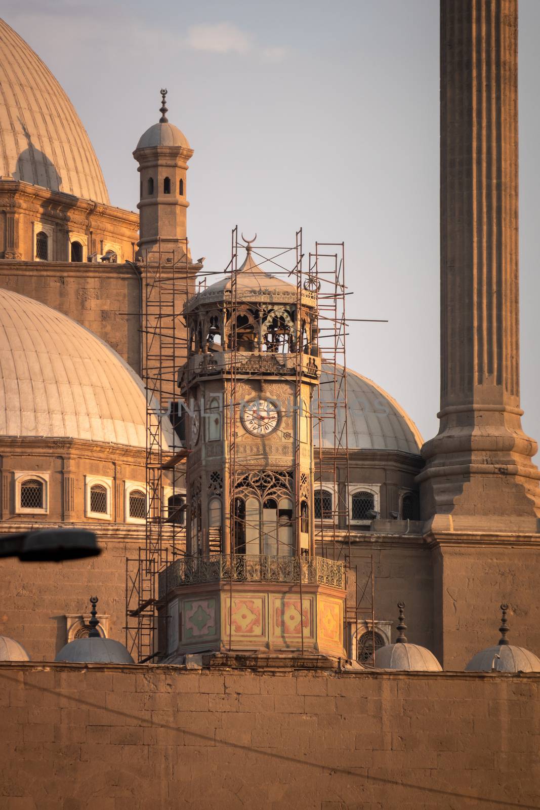 An image of the Mosque of Muhammad Ali in Cairo Egypt at sunset