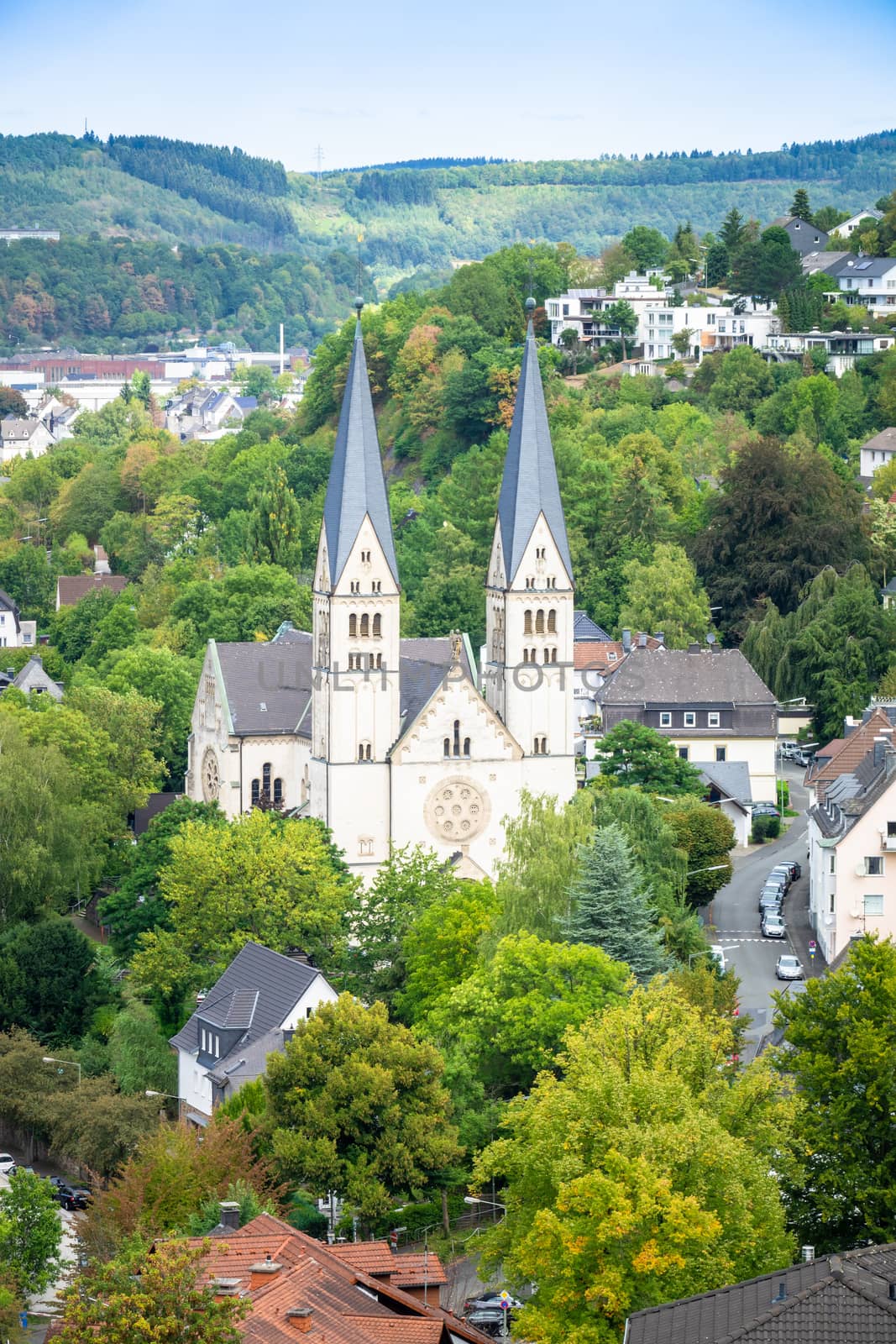 aerial view to the church of Siegen Germany by magann