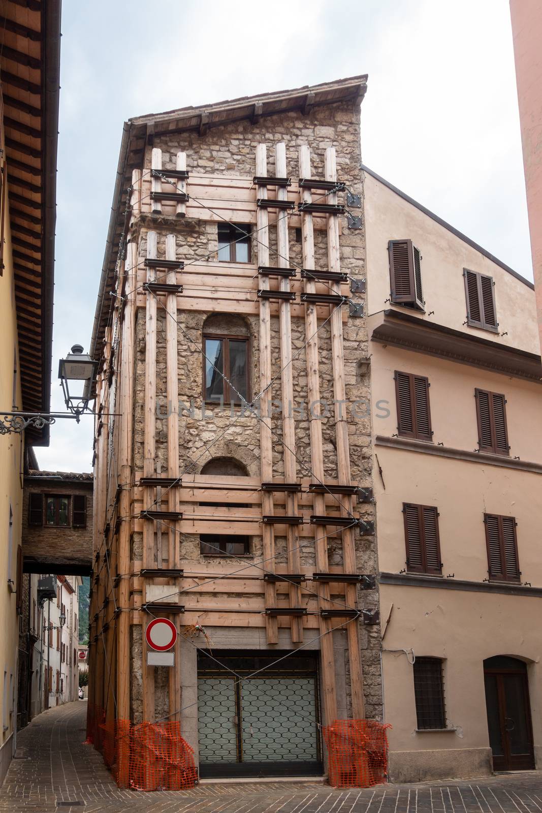 An image of a house repair after earthquake in Marche Italy