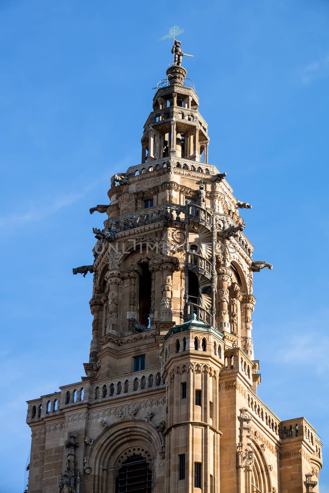 statue at the top of the Kilian Church in Heilbronn Germany by magann