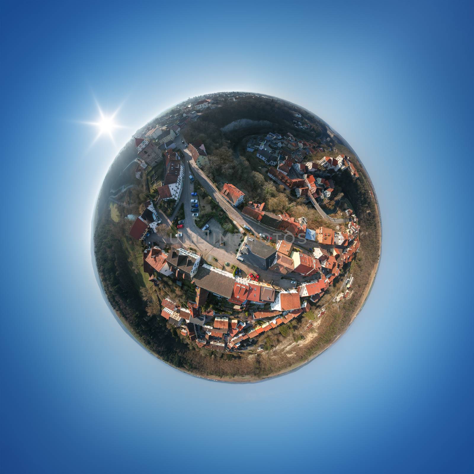 little planet panorama of the castle of Haigerloch Germany by magann