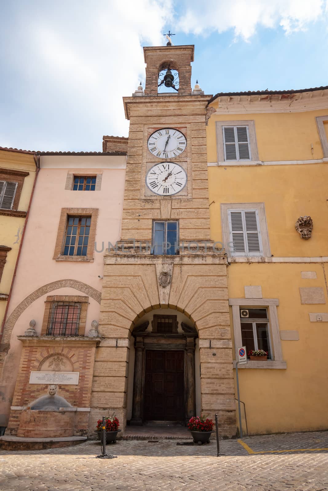 clock tower at San Severino Marche Italy by magann