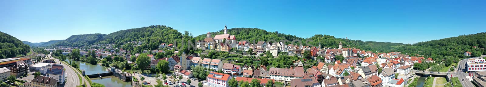 An image of a panoramic view to Horb Germany