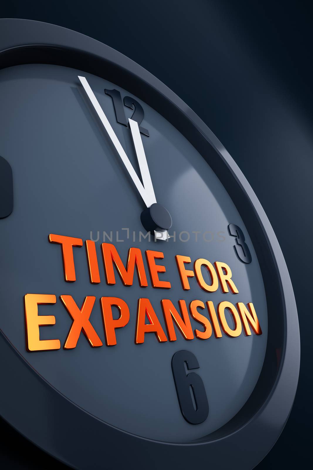 A clock with text time for expansion 3D illustration