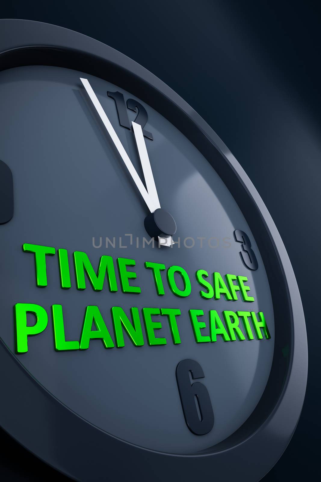 clock with text time to safe planet earth by magann
