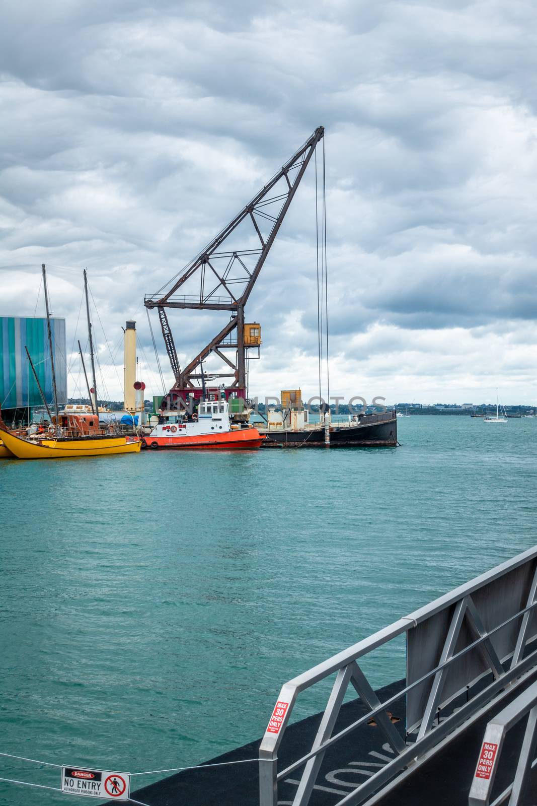 An image of a crane at Auckland harbor New Zealand