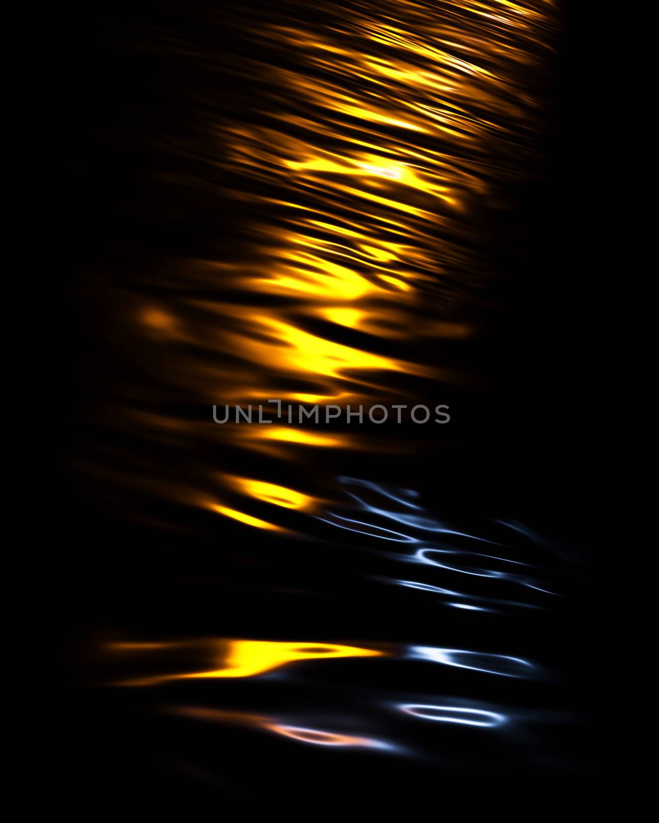 dark water lights reflections background 3D illustration