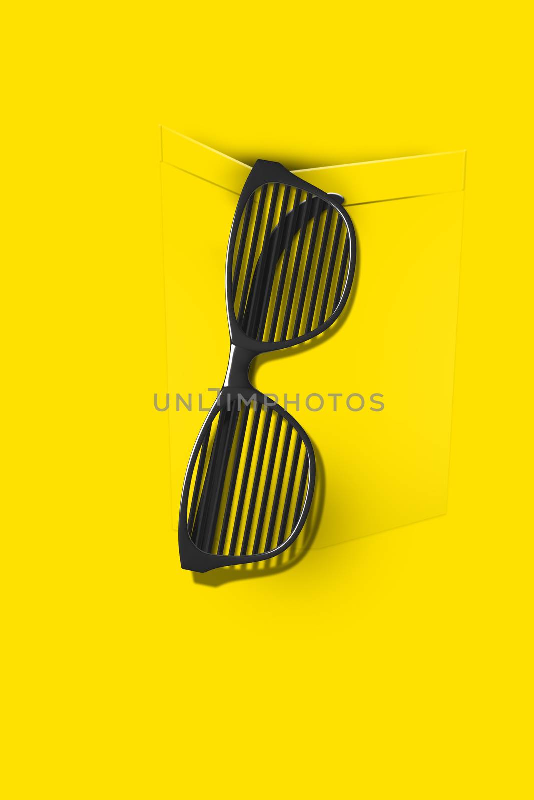 An illustration of sunglasses in a breast pocket 3d rendering
